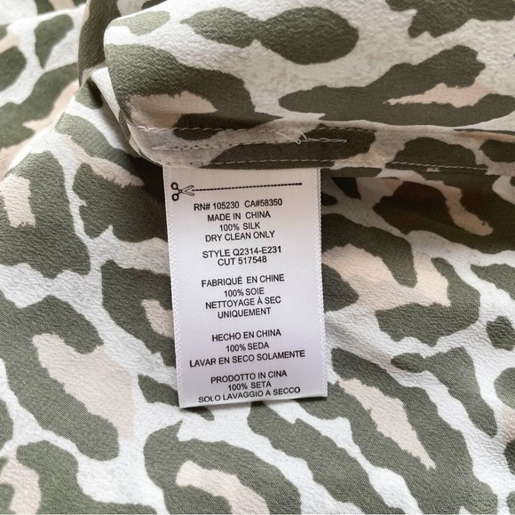Equipment Slim Signature Silk Blouse Army Jacket Multi Leopard Print Small NWT - Picture 6 of 8